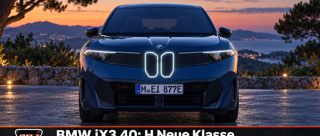 BMW iX3 40 της Neue Klasse με πίσω κίνηση σε εικονογραφική σύνθεση του Engine Power