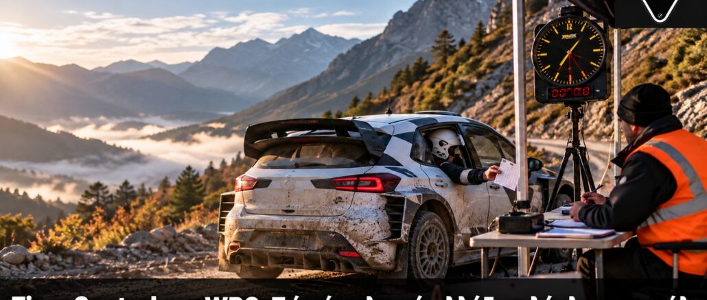 Time Control στο WRC: Πώς ένα λεπτό αλλάζει ολόκληρο το ράλι — Ενδεικτική εικαστική απεικόνιση με το λογότυπο Engine Power.