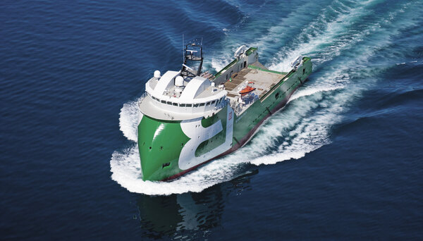 Το Bourbon Orca με την πλώρη X-BOW της Ulstein κατά τη διάρκεια θαλάσσιων δοκιμών
