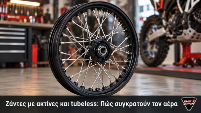 Ζάντα μοτοσυκλέτας με ακτίνες και στεγανοποιημένες συνδέσεις για tubeless