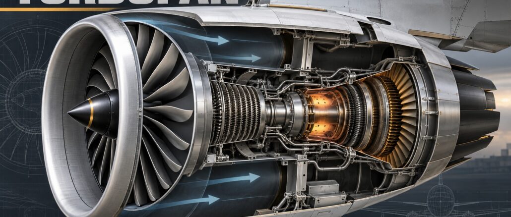 bypass-cover Turbofan: ενδεικτική τομή κινητήρα με ανεμιστήρα και πυρήνα