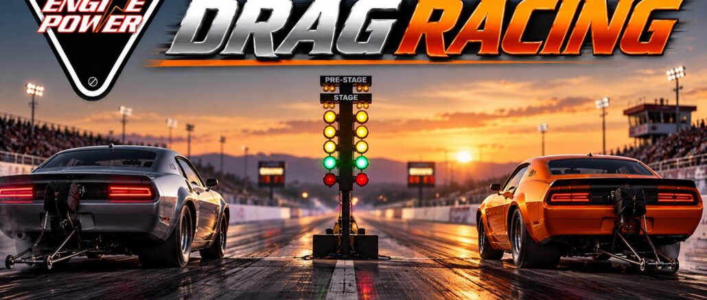 Drag racing: δύο αγωνιστικά αυτοκίνητα στην εκκίνηση