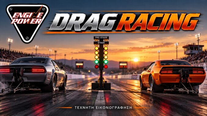 Drag racing: δύο αγωνιστικά αυτοκίνητα στην εκκίνηση