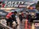 Safety crew: ενδεικτικός έλεγχος συνθηκών σε βρεγμένο δρόμο, όχι πραγματικό συμβάν. — τεχνητή εικονογράφηση.