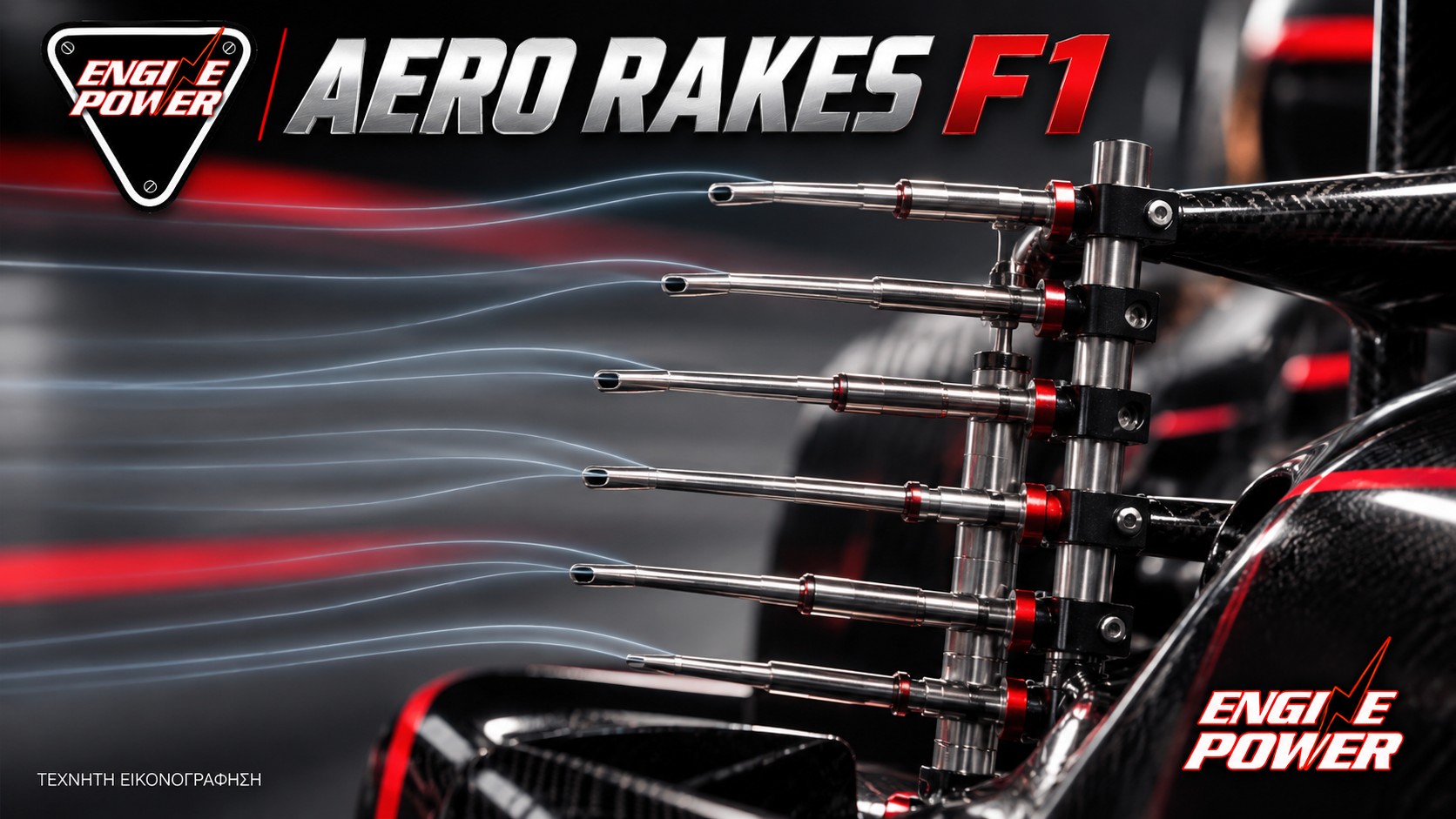 Aero rakes: εννοιολογική απεικόνιση σωλήνων μέτρησης και ροής αέρα. — τεχνητή εικονογράφηση.