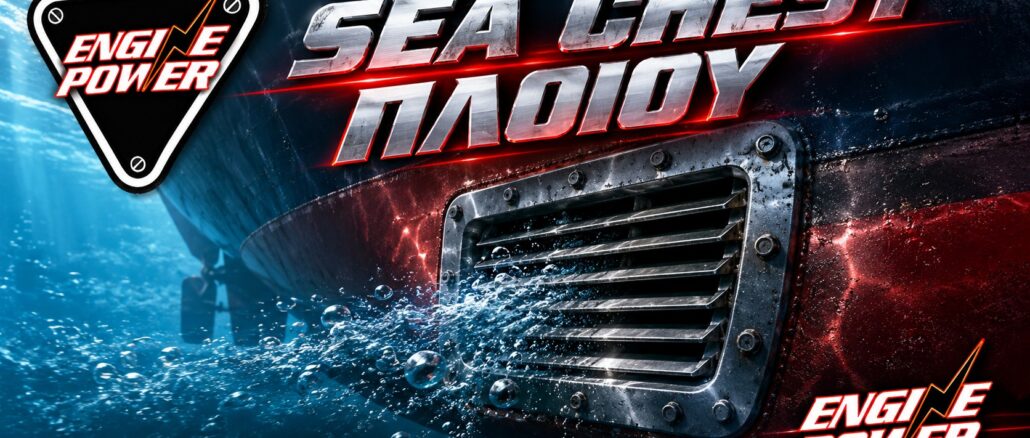 Sea chest: ενδεικτική εισαγωγή θαλασσινού νερού στη γάστρα. — τεχνητή εικονογράφηση.