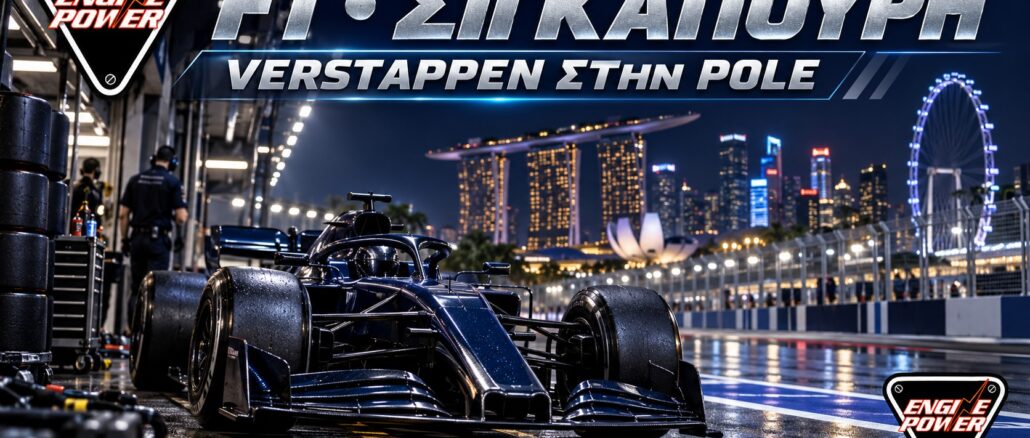 F1 Σιγκαπούρη: μονοθέσιο σε νυχτερινό σκηνικό — τεχνητή εικονογράφηση