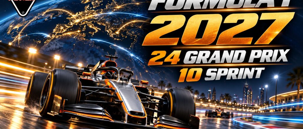 Formula 1 2027: Πρόγραμμα 24 αγώνων και 10 Sprint Formula 1 2027 πρόγραμμα 24 Grand Prix και 10 Sprint — εικονογράφηση ENGINE POWER