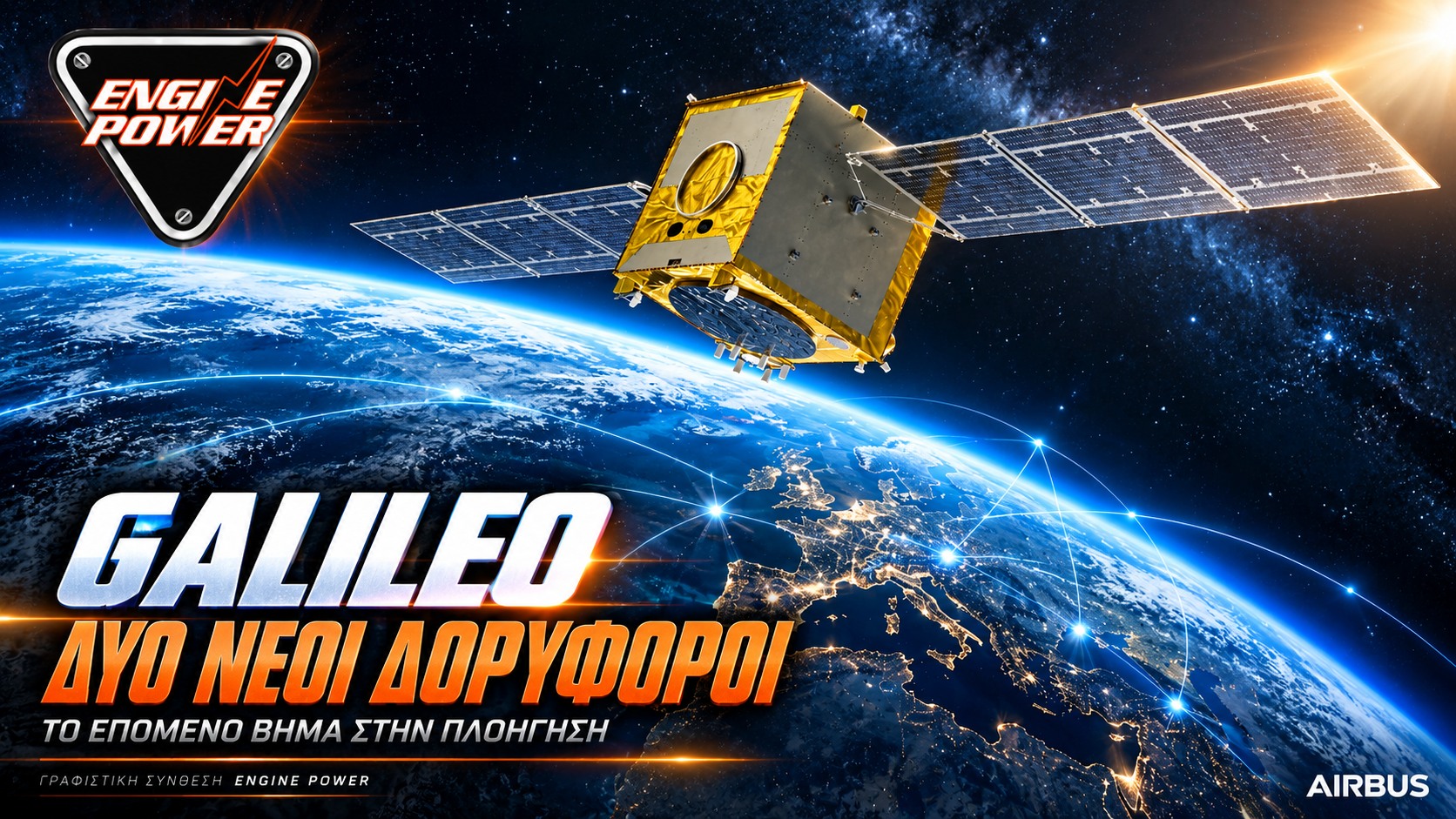 Galileo δεύτερης γενιάς — σύνθεση με δορυφόρο Airbus πάνω από τη Γη