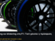 Ελαστικά Formula 1 σε έκθεση, με τίτλο Graining και blistering στη F1, σλόγκαν για την πρόσφυση και αυθεντικό λογότυπο Engine Power.