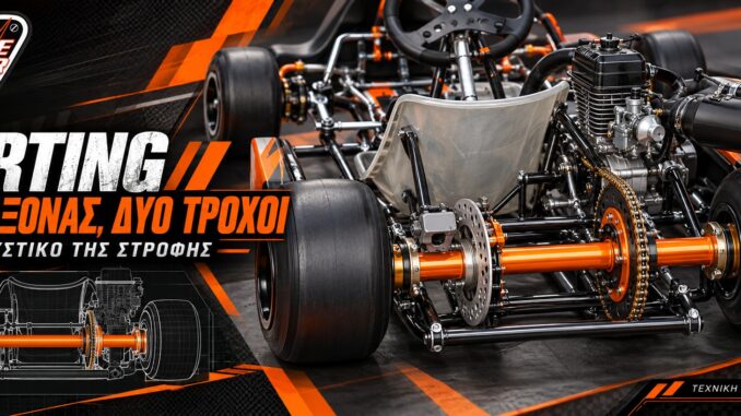 Τεχνική εικονογράφηση kart με επισημασμένο ενιαίο πίσω άξονα