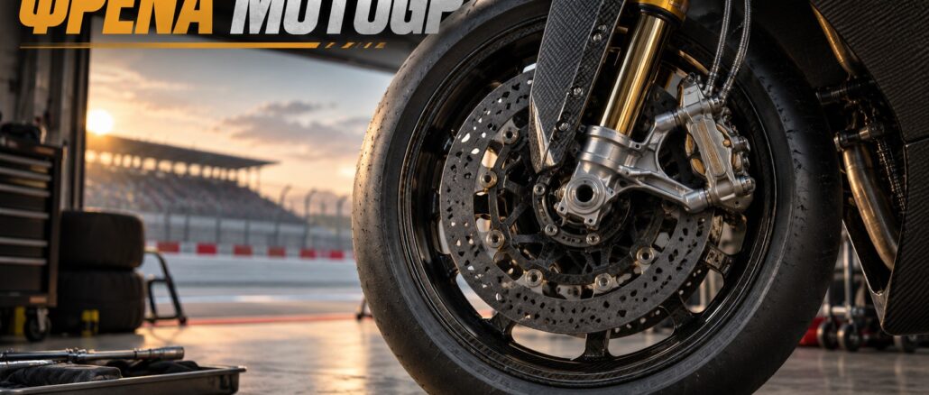 Φρένα MotoGP: εικονογράφηση εμπρός τροχού αγωνιστικής μοτοσυκλέτας