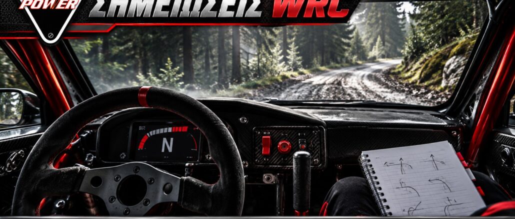 Roadbook στο WRC και τετράδιο σημειώσεων, τεχνητή εικονογράφηση