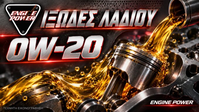 Ιξώδες λαδιού 0W-20 σε καλλιτεχνική απεικόνιση κινητήρα