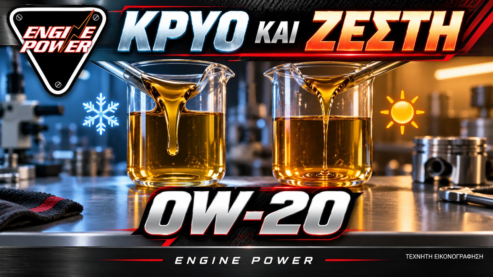 Ιξώδες λαδιού σε κρύες και θερμές συνθήκες, τεχνητή εικονογράφηση