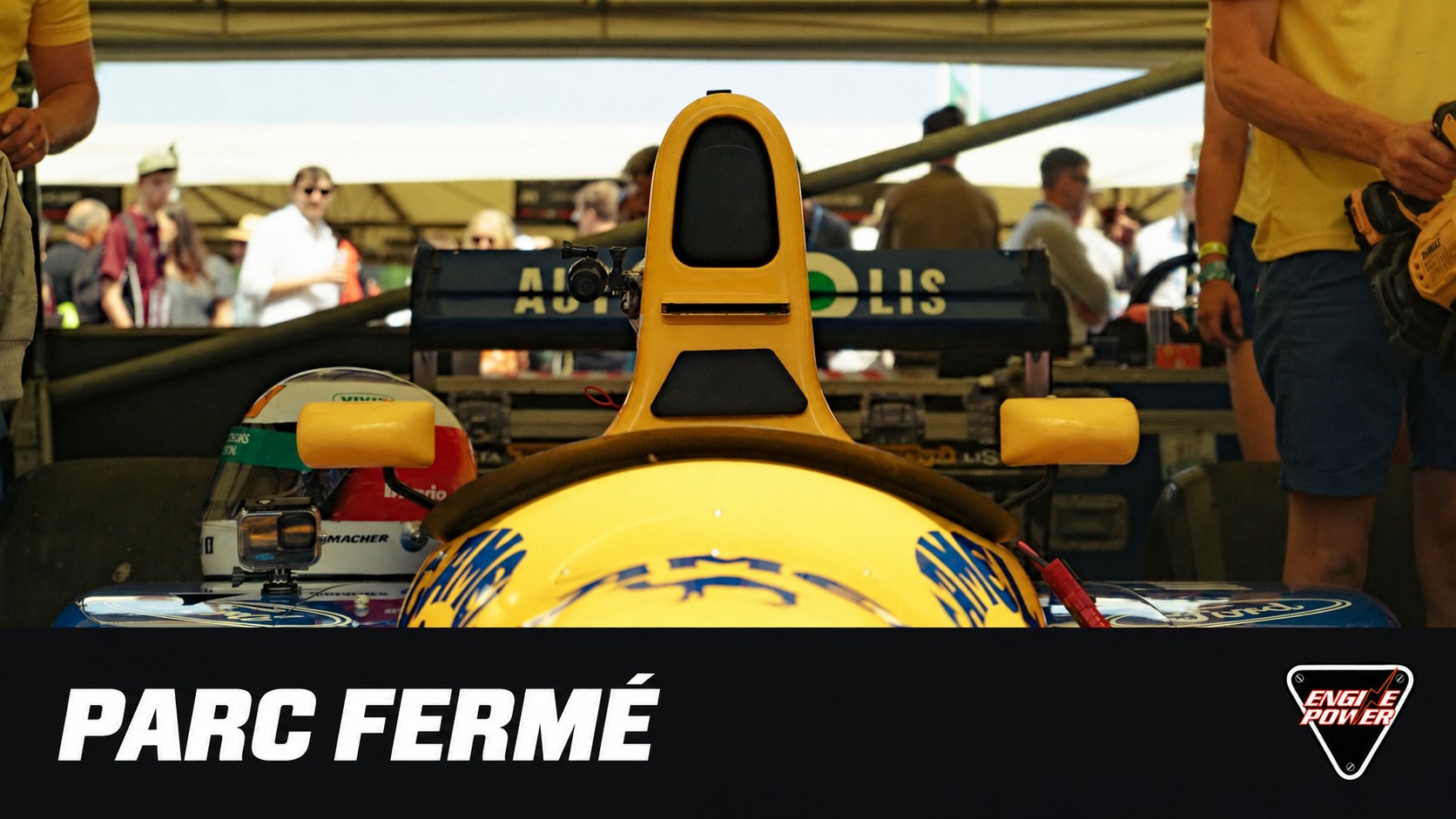 Parc fermé στη Formula 1: ιστορικό μονοθέσιο σε έκθεση με λογότυπο Engine Power