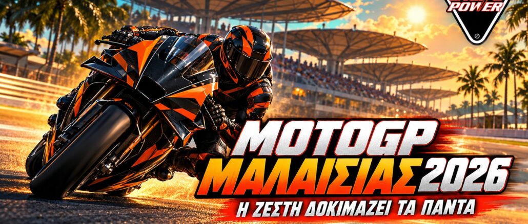 MotoGP Μαλαισίας 2026: Πρωτότυπη εικονογράφηση με ανώνυμο αναβάτη, όχι φωτογραφία του αγώνα.