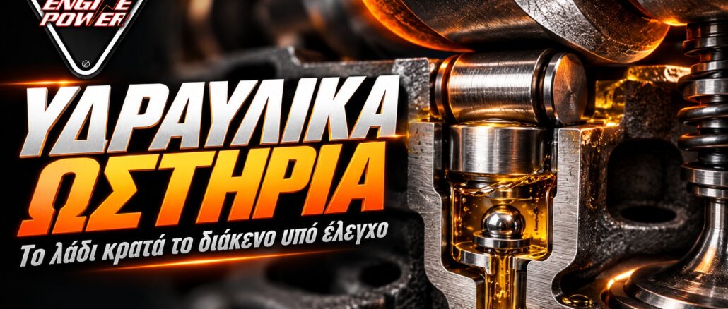 Υδραυλικά ωστήρια και κύκλωμα λαδιού — ενδεικτική τεχνική εικονογράφηση.