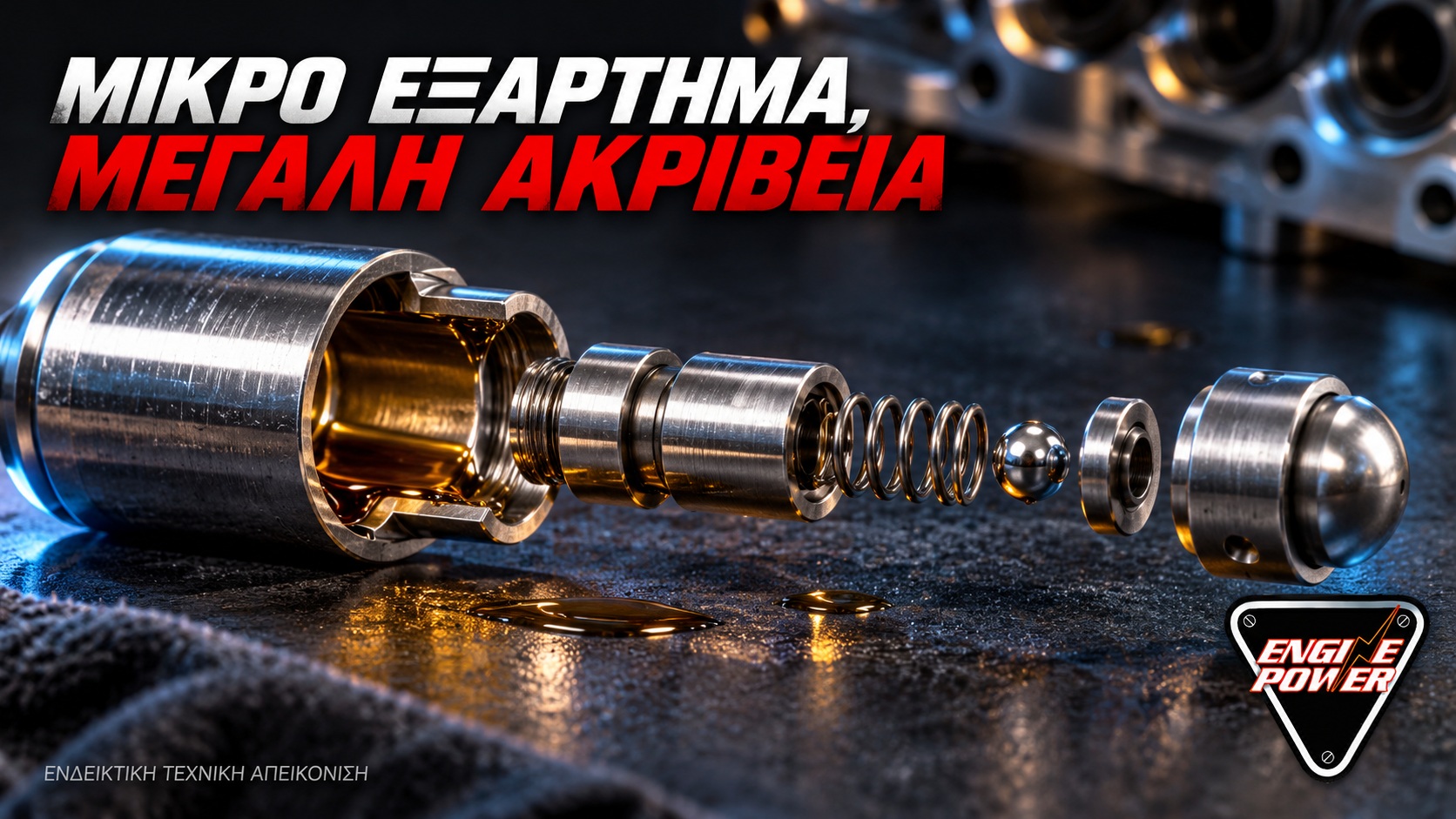 Υδραυλικά ωστήρια: Πώς το λάδι κρατά σωστό το διάκενο — εσωτερικά μέρη Σχηματική απόδοση των εσωτερικών μερών ενός υδραυλικού ωστηρίου, όχι κατασκευαστικό σχέδιο.
